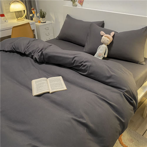 Korean style fashion gray quilt cover quilt single bedding four-piece set student bunk bed sheet quilt cover three-piece set