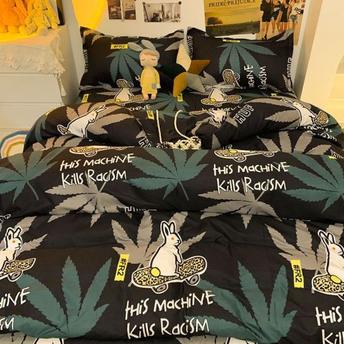 Japanese-style bedding street storm student dormitory four-piece set home fashion trend quilt cover bed sheet three-piece set