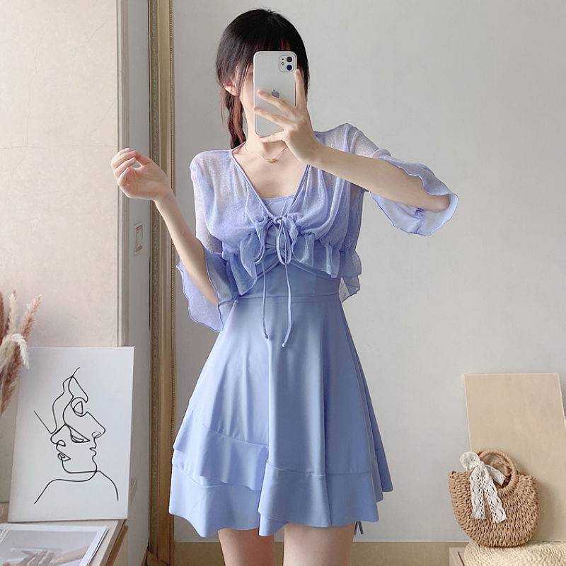 Swimsuit women cover belly in summer, look thin, super fairy, fat girl, conservative 2022 new style, high-end hot spring