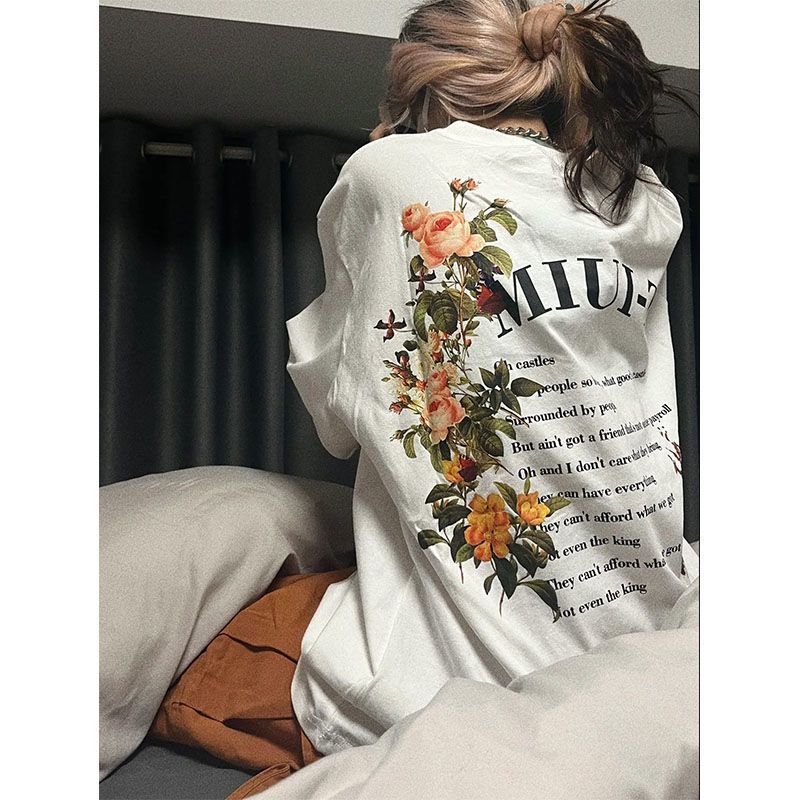 Xiao Aze 100% cotton summer beauty retro new couple outfit short-sleeved T-shirt male and female students loose version