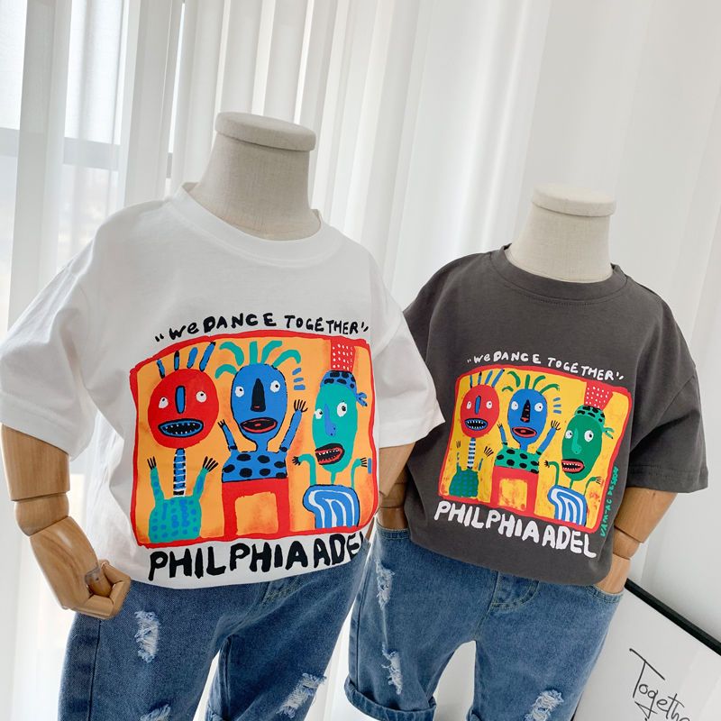 Boys cotton short-sleeved T-shirt 2022 new foreign style children's summer cartoon tops children's net red summer clothes trend