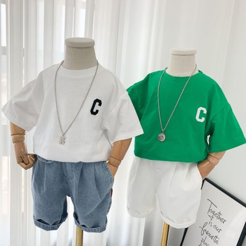Boys' short-sleeved T-shirt  new foreign style children's summer thin tops children's Korean version of pure cotton summer clothes