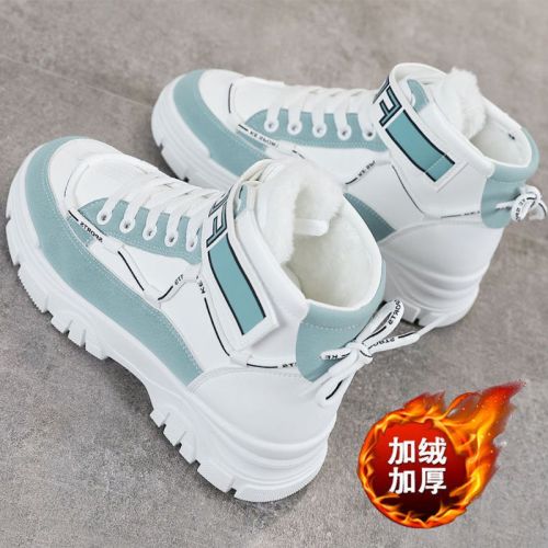 High-top cotton shoes women's winter new all-match casual students Korean sports shoes warm plus velvet Martin boots women