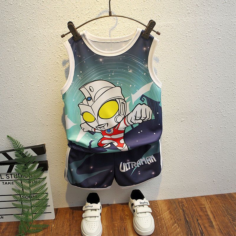 Boys handsome children sleeveless short-sleeved summer boys summer suit new trendy Altman clothes summer children's clothing