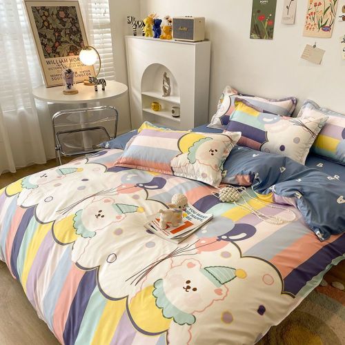 Princess style cute cartoon girl bedding four-piece set girl heart bed sheet quilt cover student dormitory three-piece set