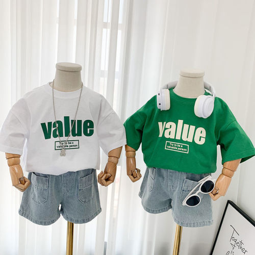 Boys' cotton short-sleeved T-shirt 2023 new foreign style children's summer thin tops children's Korean version of summer clothes