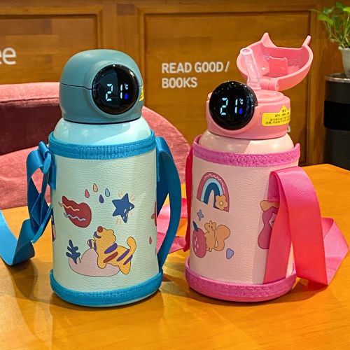 The new smart children's thermos cup high-value with straw water cup girls large capacity ins student cup