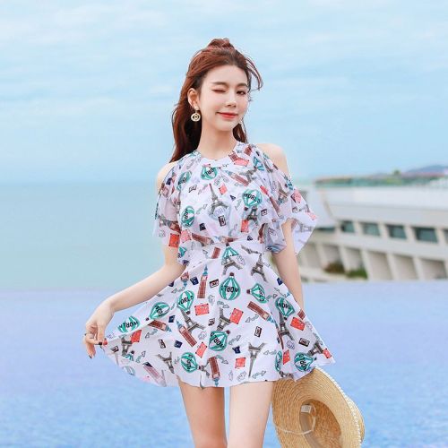  New Swimsuit Women's Summer Split Super Fairy Conservative Fashion Small Chest Covering Belly Showing Thin Soaking Hot Spring Large Size Swimsuit
