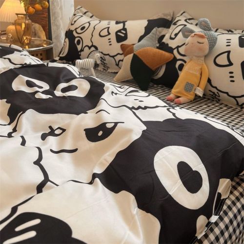 Nordic style Korean biscuit bear cartoon bedding four-piece set quilt cover bed sheet student dormitory single three-piece set