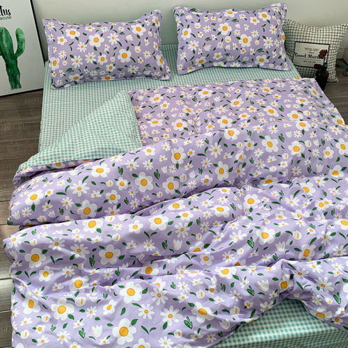 Internet celebrity pastoral style small floral bedding four-piece set small fresh quilt cover sheet student dormitory three-piece set