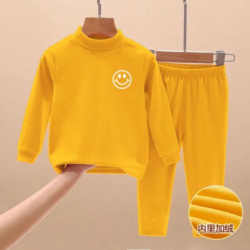Derong children's thermal underwear autumn and winter suit boys and girls self-heating half-high collar pajamas autumn clothes long johns home service