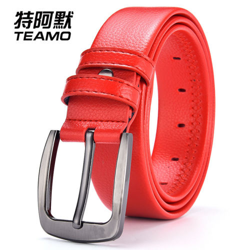 Teamer belt men's business pin buckle red natal year men's belt Korean version all-match marriage and childbirth belt