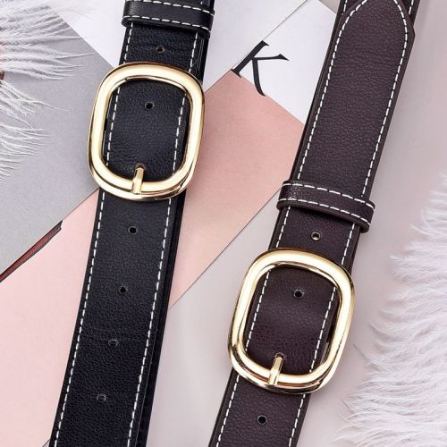 [Free puncher] Korean version of all-match jeans for schoolgirls with belts New fashion belt female leather decoration