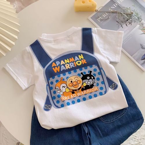 100% cotton children's boys and girls 2023 summer new cartoon print quick-drying breathable short-sleeved T-shirt top