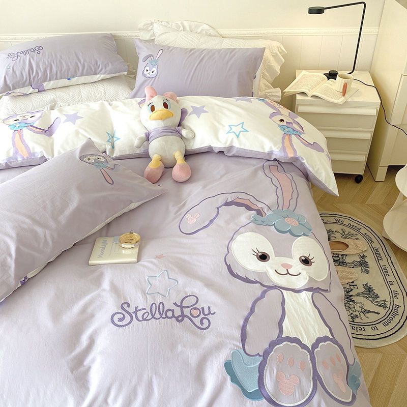 Xingdelu cotton washed cotton four-piece set 100% cotton children's girls dormitory bed quilt cover bed sheet three-piece set