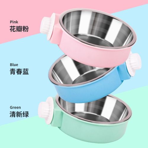 Cat Bowl, Pet and Dog Supplies, Food Bowl, Stainless Steel Single Bowl, Drinking Bowl, Suspended Cat Food Bowl, Fixed Cage, Dog Bowl