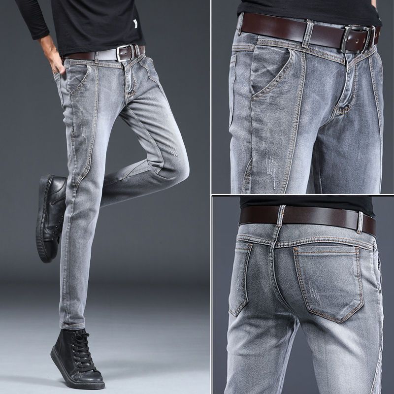 The latest denim men's Korean version of the trendy slim pencil pants spring and autumn all-match men's casual pants high-end pants for men