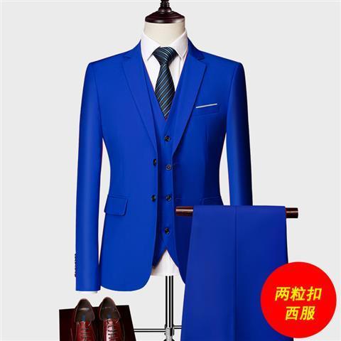 Suit suit male groom wedding dress slim Korean striped three-piece suit British style trendy suit