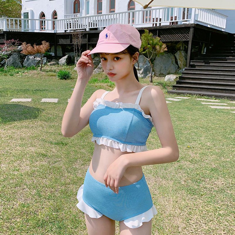 Net red swimsuit women's hot spring students Korean version conservative split swimsuit new cover belly slimming small fresh swimsuit