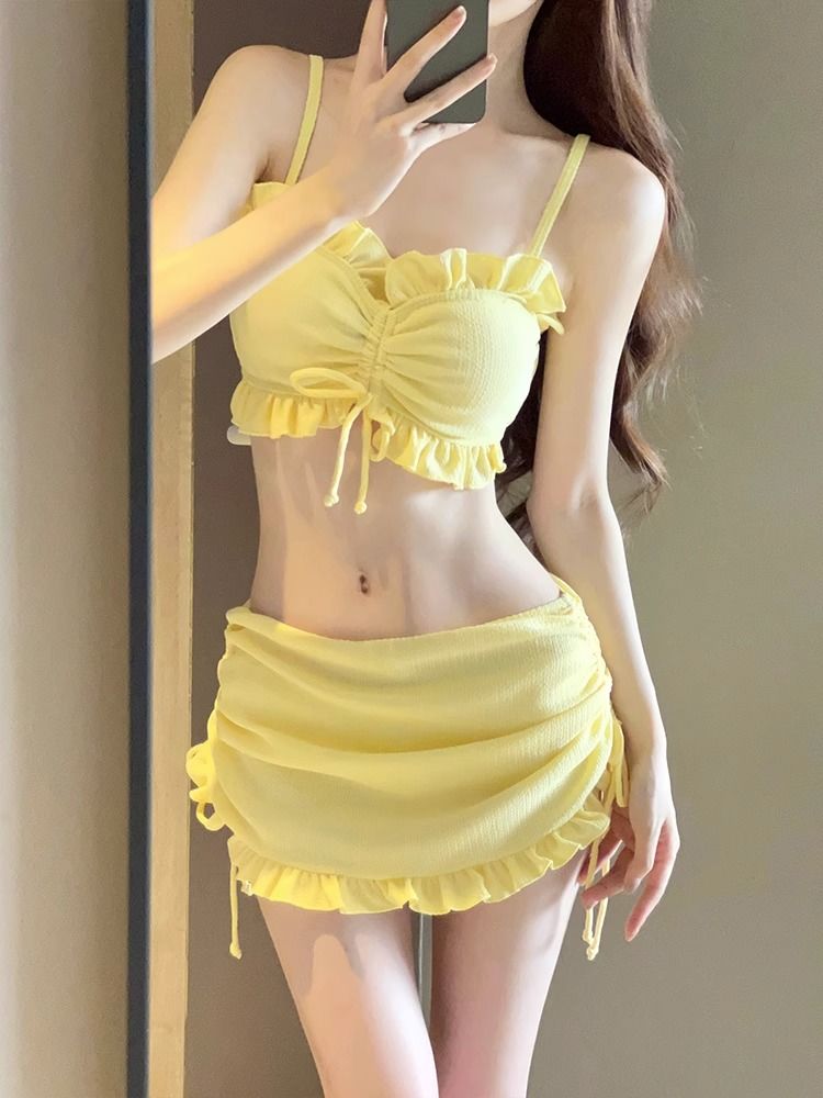 2023 summer new high-end split bikini swimsuit skirt style slim vacation wind beach hot spring swimsuit women