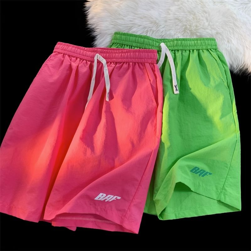Ice silk quick-drying sports shorts casual loose women's summer dopamine wear pants straight beach five-point pants
