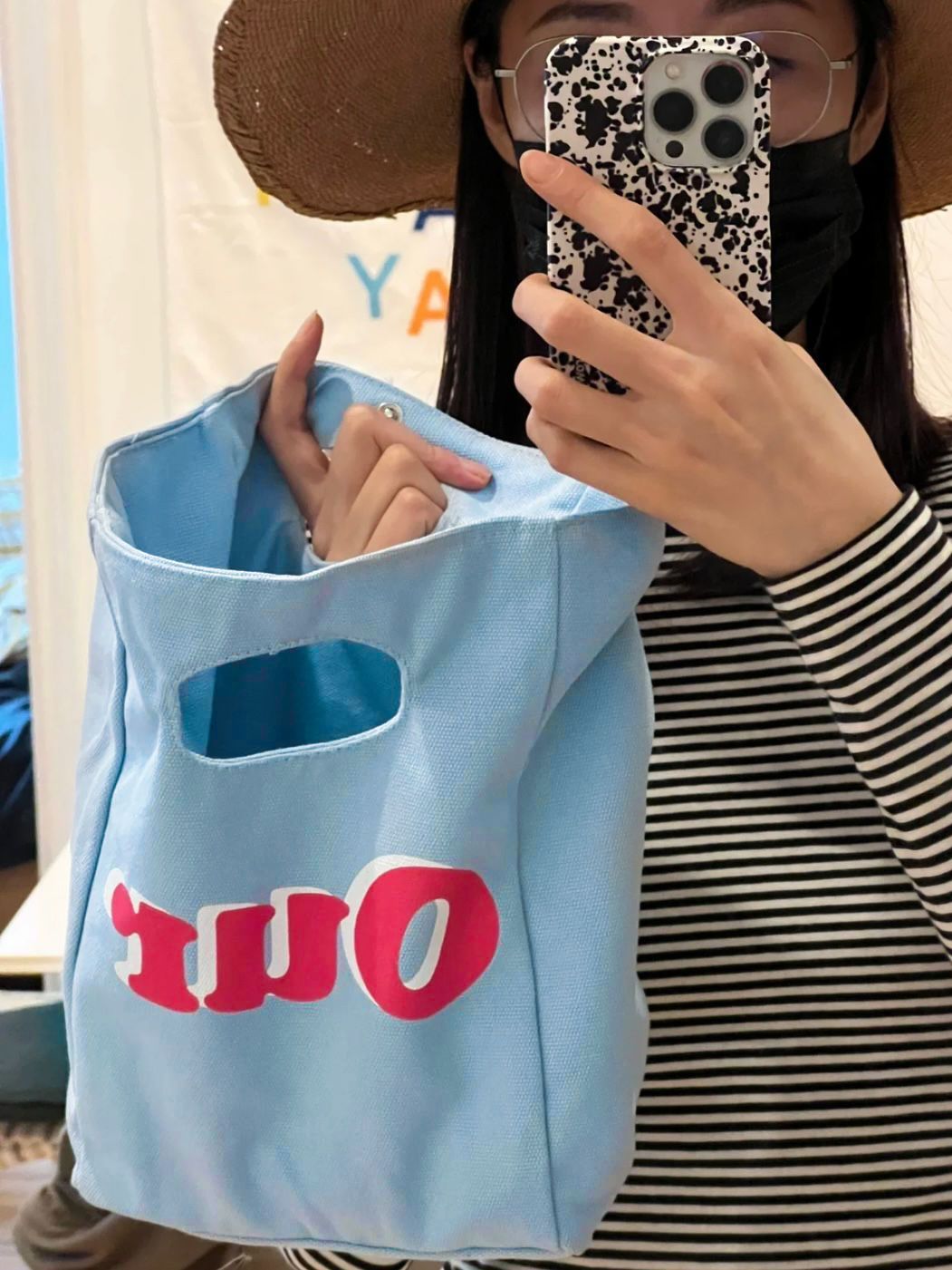 Sky blue! Zhao Lusi same style portable canvas bag female summer lunch lunch box bag large capacity student tote bag