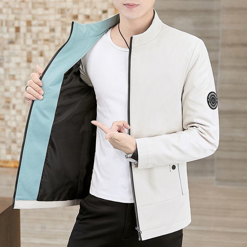 2023 new spring and autumn coat men's casual jacket Korean style youth thickened stand collar top trend men's clothing