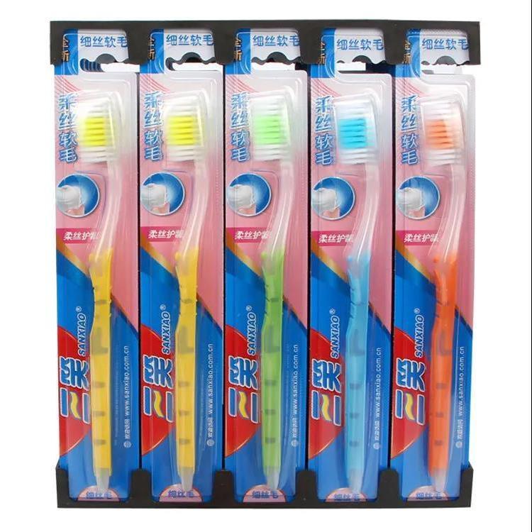 Authentic three smile toothbrush adult hard and soft toothbrush home student high-grade tooth stain removal yellow whitening combination wholesale
