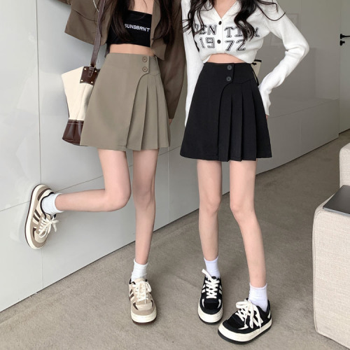 ~2023 autumn new Korean version design sense high waist skirt A-line skirt pleated skirt female