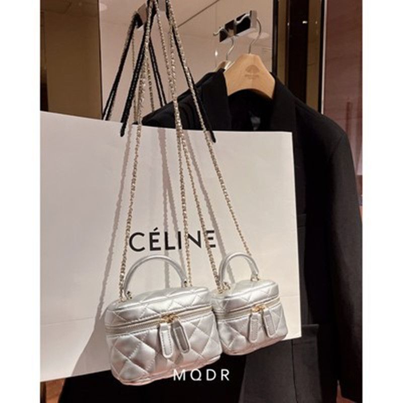 High-end new style small fragrant rhombus chain all-match small bag 2023 trendy portable shoulder Messenger bag small round bag