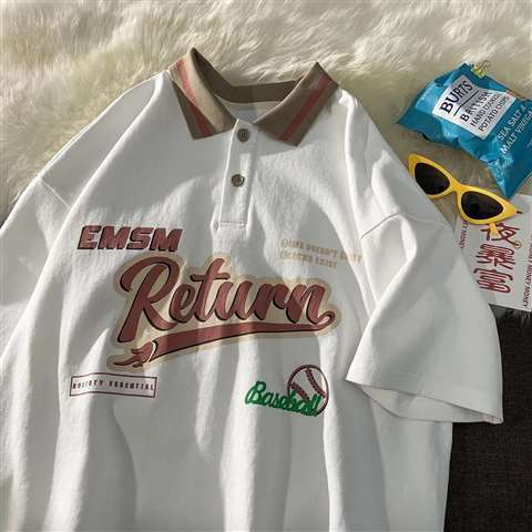 Salt College polo collar short-sleeved t-shirt women's American style half-sleeved 2021 new student top design sense niche