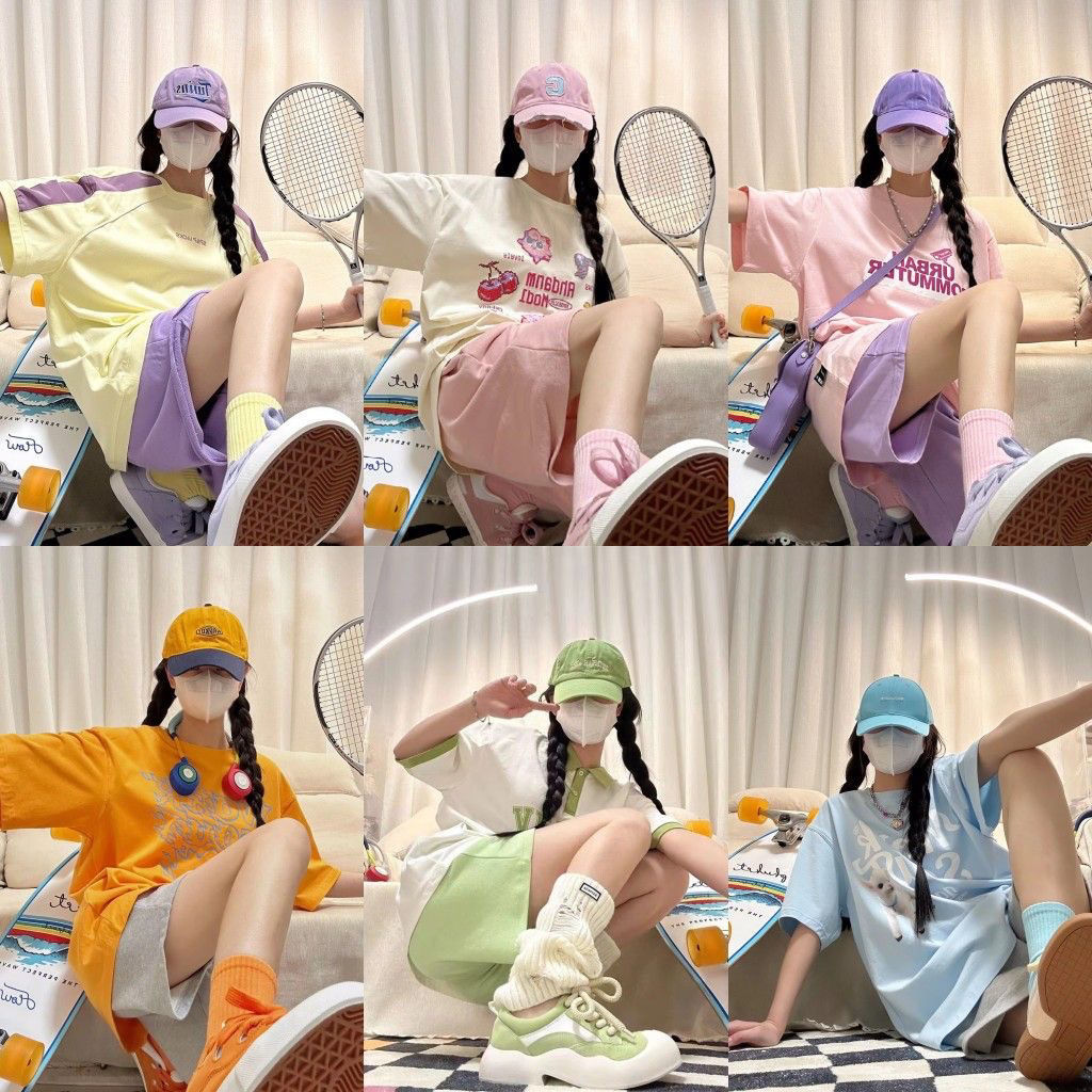 Short-sleeved sports suit female casual fashion student sweet age-reducing shorts fried street girl casual two-piece running suit