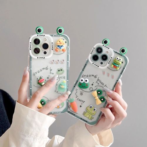 Fun frog three-dimensional suitable for iPhone14promax mobile phone case Apple 13 cartoon 12 all-inclusive 11 soft shell XR