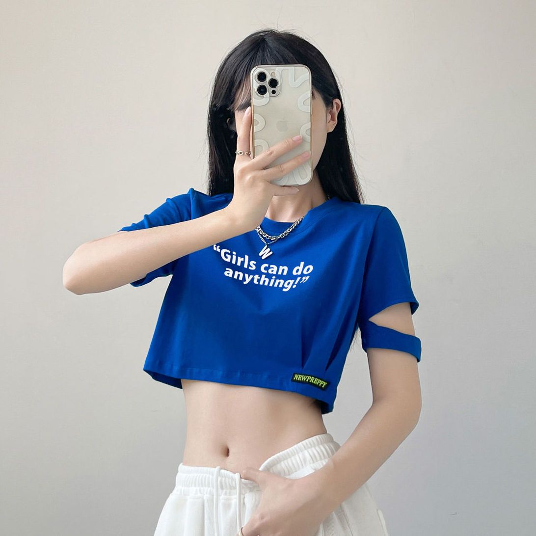 Navel loose short section trend summer new women's T-shirt adult design hip-hop clothes domineering short top