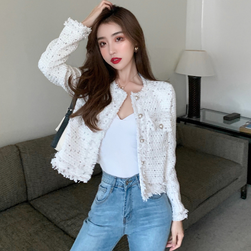 Small fragrant wind jacket women's early autumn short all-match design sense short jacket new heavy industry temperament jacket