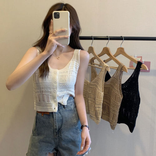 Knitted camisole women's inner wear spring clothes 2023 new design sense small crowd wear beautiful back bottoming top