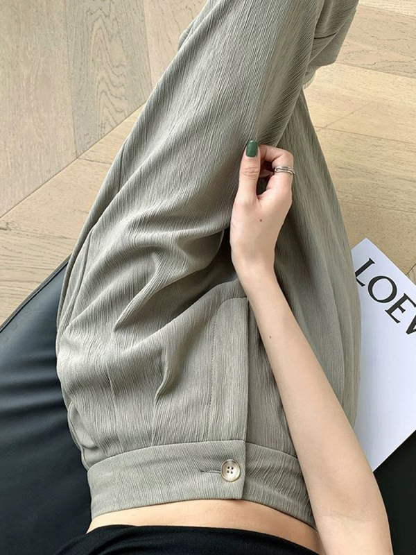 Original bark wrinkle wide-leg pants women's high waist drape loose slim narrow version casual straight suit pants