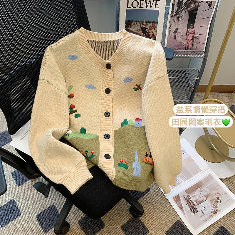 洋氣毛衣女復古日系慵懶秋冬設計感小眾高級感氣質針織衫開衫