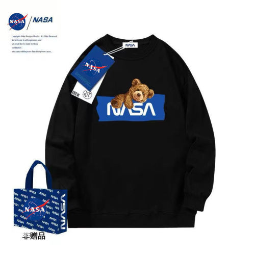 NASA官方联名秋季新款纯棉卫衣男潮流宽松休闲学生装小熊印花上衣