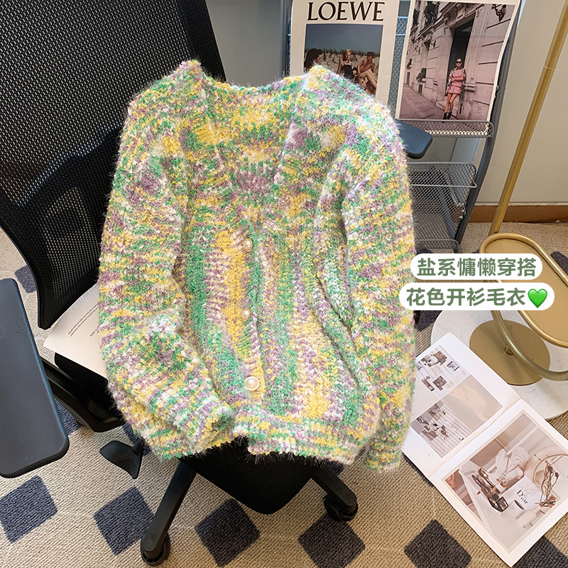 2023 Spring and Autumn Lazy Wind Retro Soft Waxy Sweater Women's Design Sense Niche Knitted Cardigan