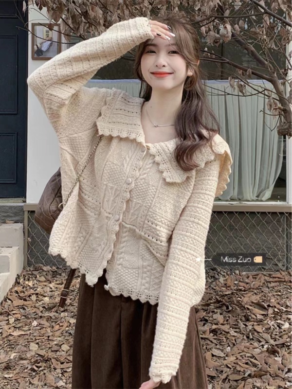 2023 Spring and Autumn New Gentle Wind Embroidered Knitted Cardigan Women's Fashion Foreign Style V-neck Sweater Jacket Jacket