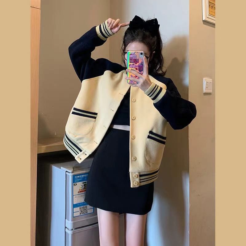 Thin section + non-pilling fabric, high street baseball uniform women's preppy style Korean print personality handsome jacket