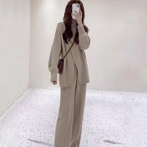 Cold style advanced this year's popular winter women's straight pants suit goddess style  new two-piece set for small people