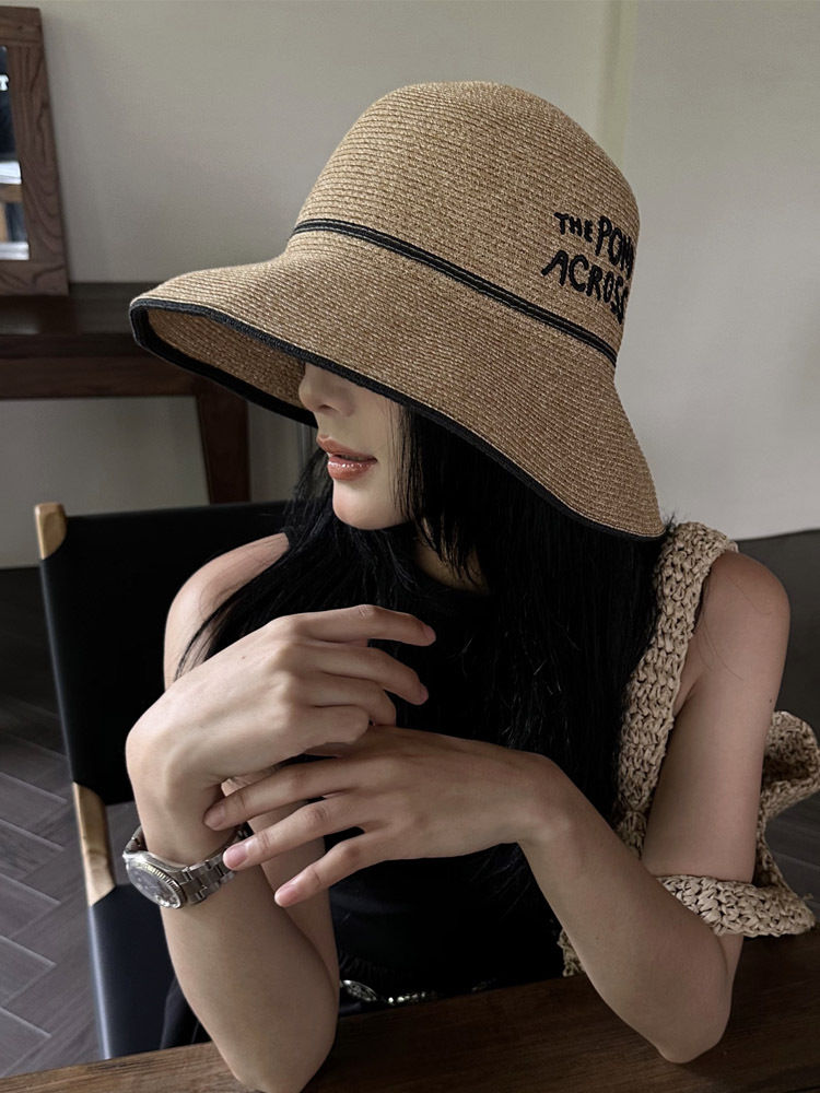 Pole end encryption sunscreen sunshade straw hat female summer big eaves fisherman hat face anti-ultraviolet seaside vacation beach hat
