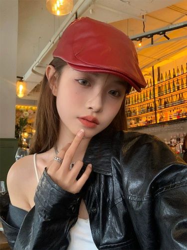 Retro leather forward hat female personality all-match newsboy hat street fashion beret hat