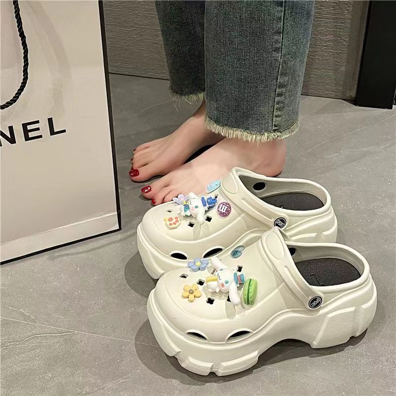 Thick-soled lightweight hole shoes female cinnamon dog accessories high-value fashion all-match street photography anti-slip anti-static deodorant models