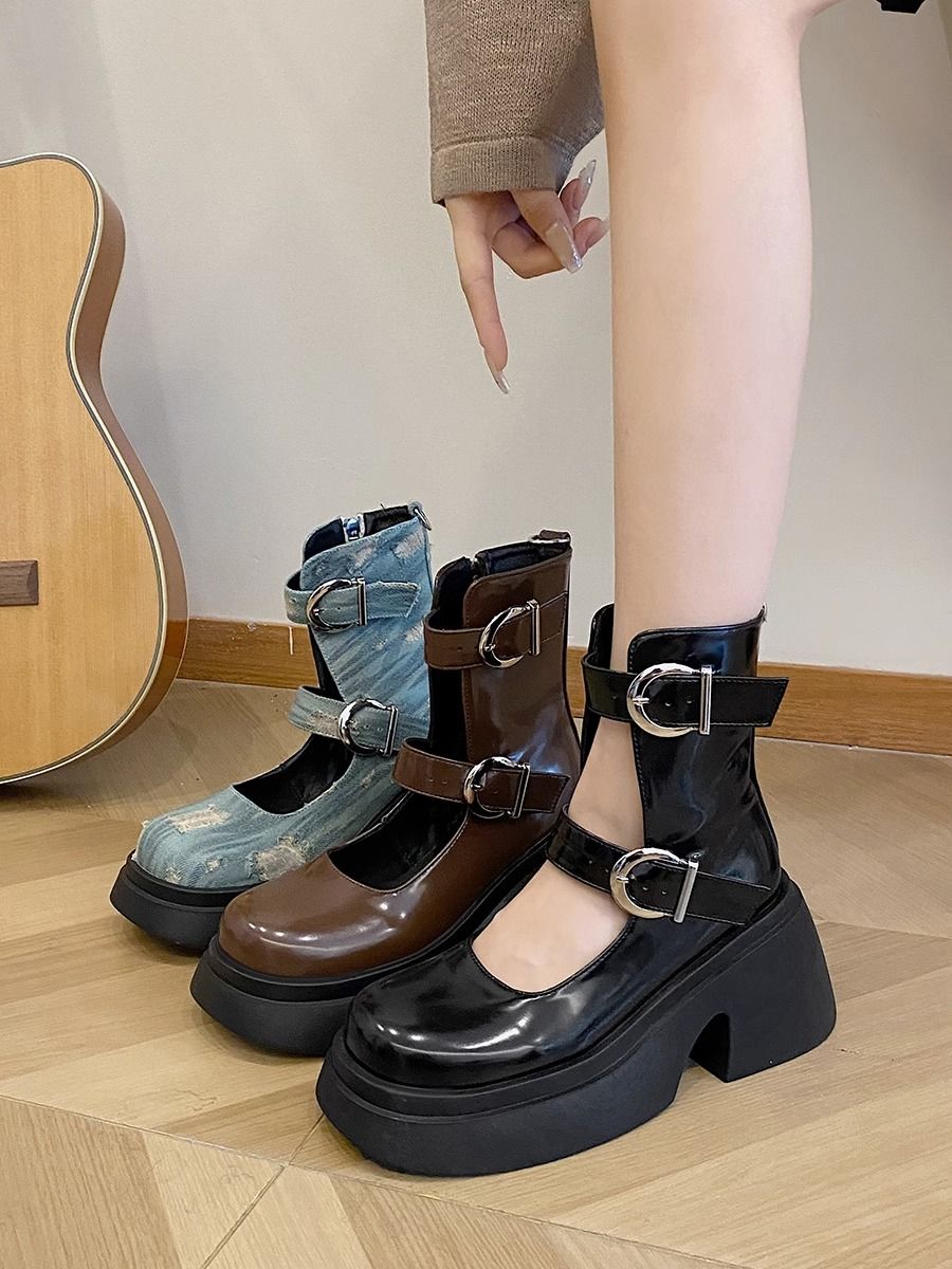 British style hollow sweet cool thick-soled Martin boots for women summer 2023 new thick heel black slimming retro boots
