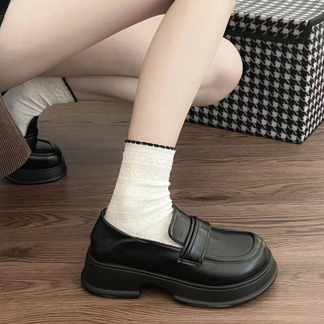Autumn two-wear small leather shoes for women British style 2023 new retro thick-soled heightening one-slip loafers