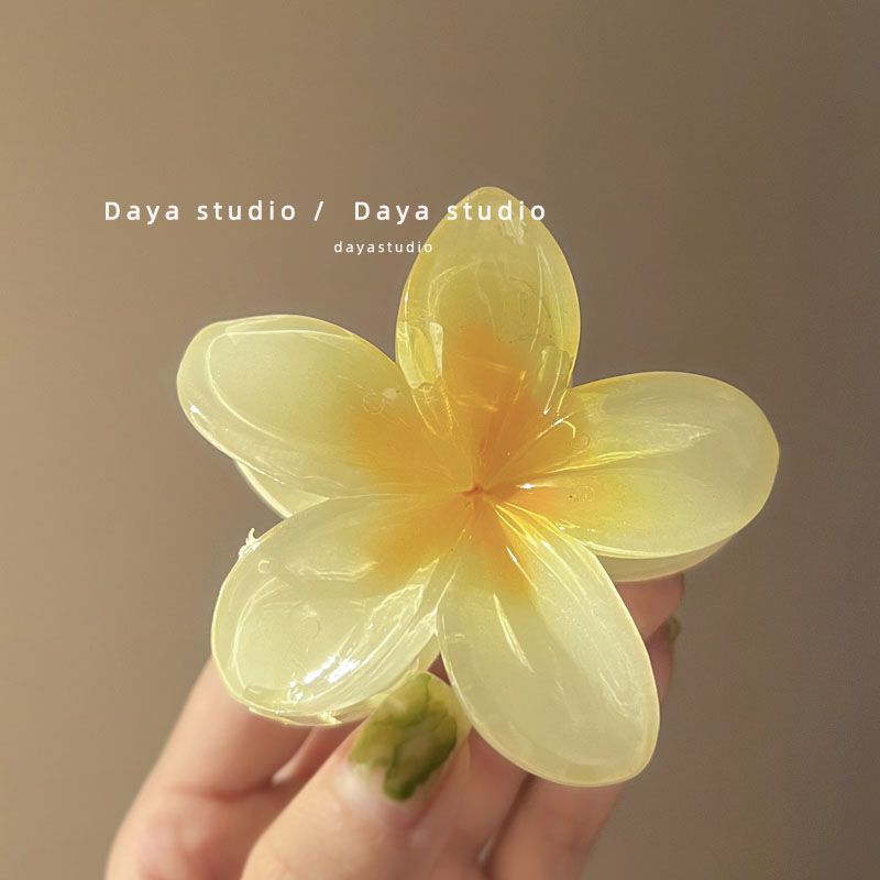 Giwi European and American ins hot girl Y2K beach frangipani fafa flower large hairpin grabber emijay same style
