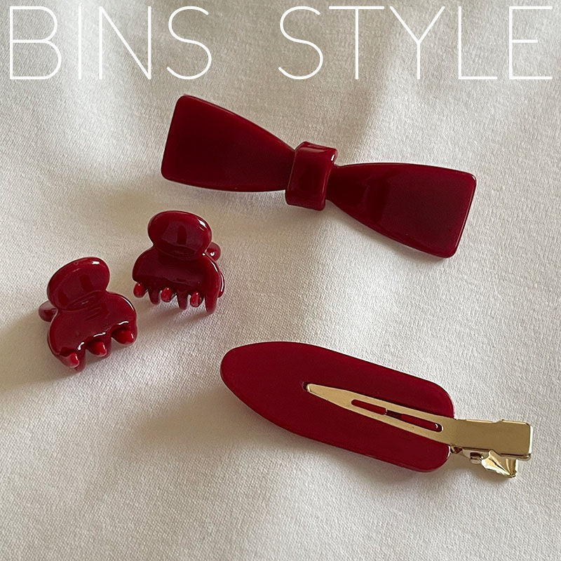 South Korea's Dongdaemun new cute, compact, retro burgundy mini bangs, broken hair, small hair, edge clip hair accessories